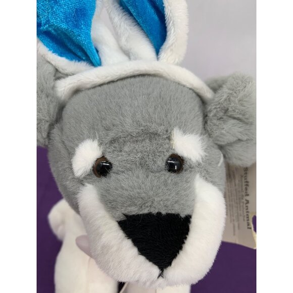 DanDee Small Gray White Terrier Husky Dog Blue White Rabbit Ears Easter Plush St - Picture 3 of 10